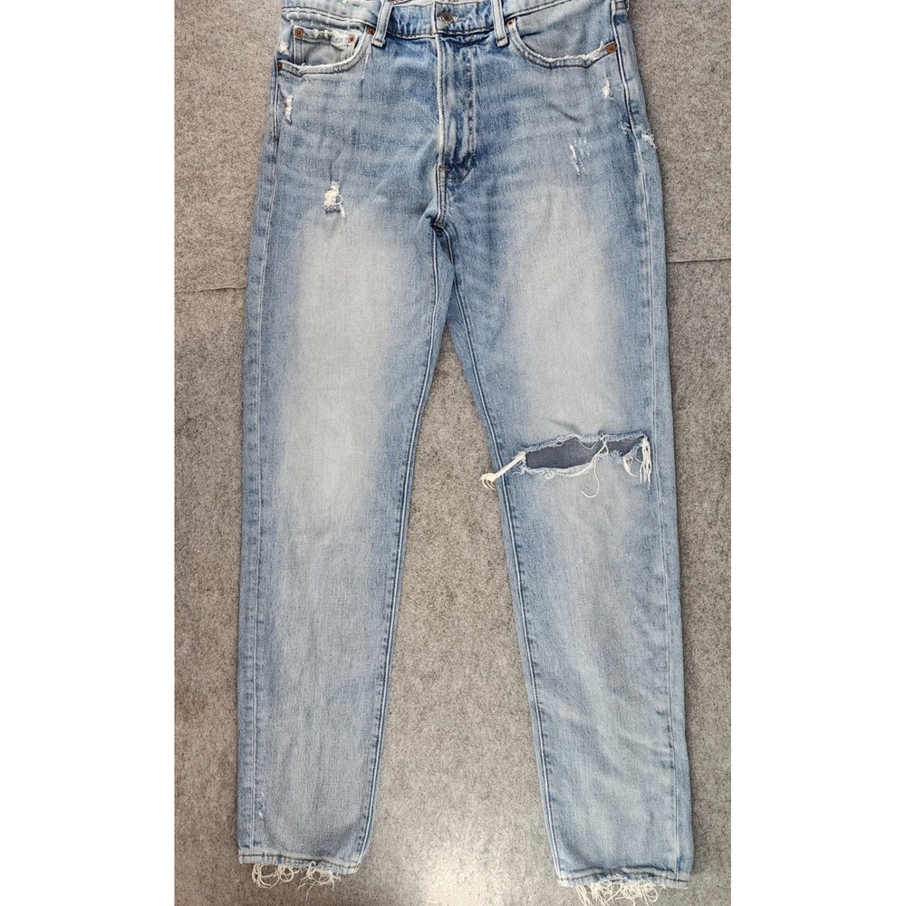 Abercrombie & Fitch 33x34 Light Wash Distressed 90s Slim Vintage Stretch Mens - Picture 2 of 7